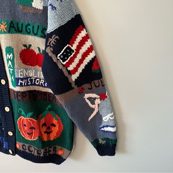 Christopher & Banks Vintage Embroidered Storybook Seasons Cardigan Sweater Large - Picture 5 of 16